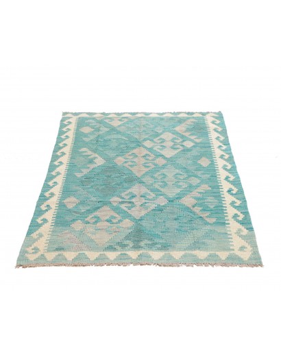 Tappeto Kilim Afghanistan bianco verde 95x142