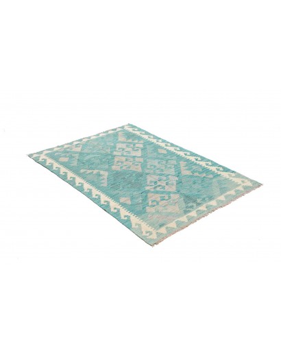 Tappeto Kilim Afghanistan bianco verde 95x142