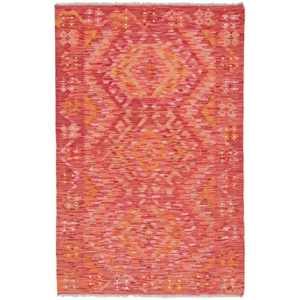 Tappeto Kilim Afghanistan rosso arancione 98x153