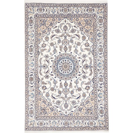 Tappeto Nain Kashmar Persia bianco grigio 195x296