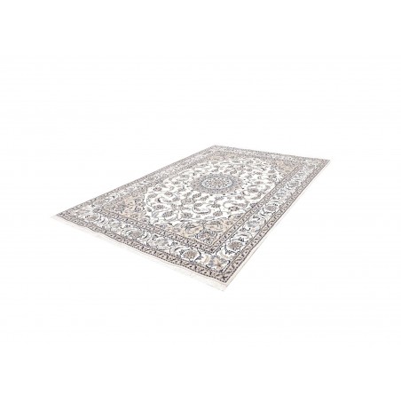 Tappeto Nain Kashmar Persia bianco grigio 195x296