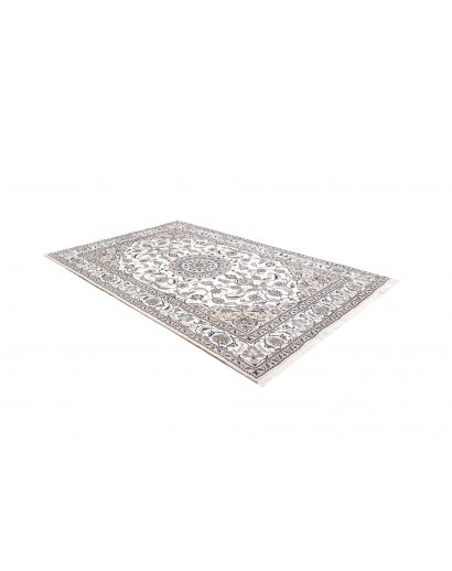 Tappeto Nain Kashmar Persia bianco grigio 195x296