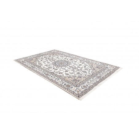 Tappeto Nain Kashmar Persia bianco grigio 195x296