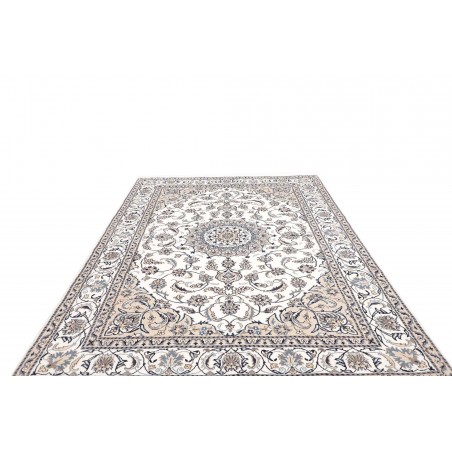 Tappeto Nain Kashmar Persia bianco grigio 195x296