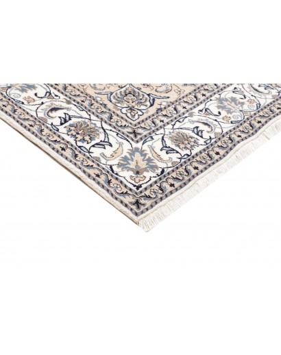 Tappeto Nain Kashmar Persia bianco grigio 195x296
