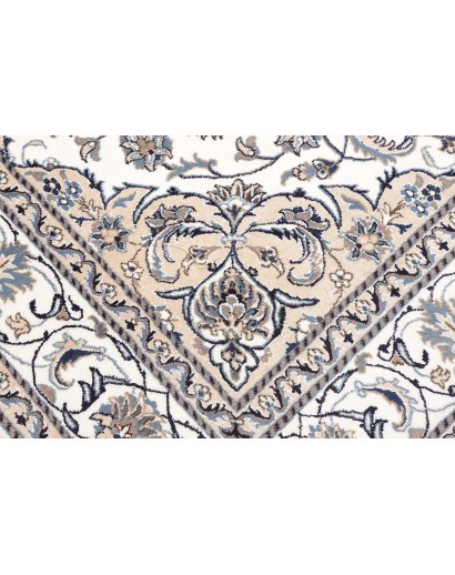 Tappeto Nain Kashmar Persia bianco grigio 195x296