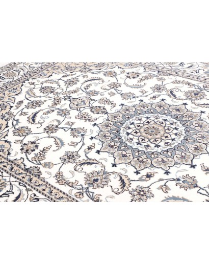 Tappeto Nain Kashmar Persia bianco grigio 195x296