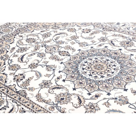 Tappeto Nain Kashmar Persia bianco grigio 195x296