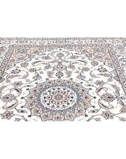 Tappeto Nain Kashmar Persia bianco grigio 195x296