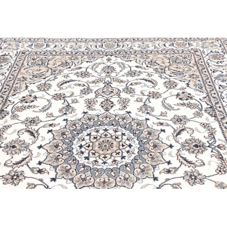 Tappeto Nain Kashmar Persia bianco grigio 195x296