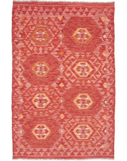 Tappeto Kilim Afghanistan rosso giallo 103x157
