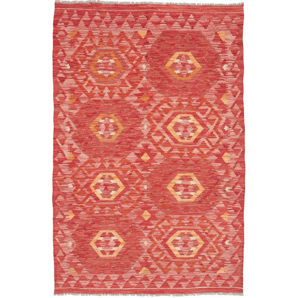 Tappeto Kilim Afghanistan rosso giallo 103x157