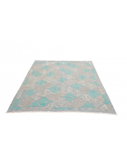 Tappeto Kilim Afghanistan beige azzurro 155x197