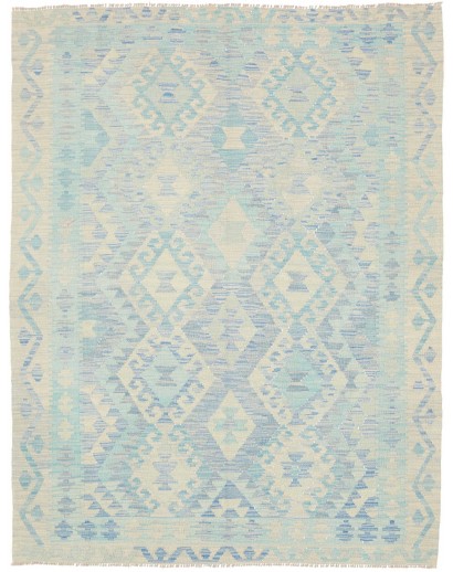 Tappeto Kilim Afghanistan bianco azzurro 153x197