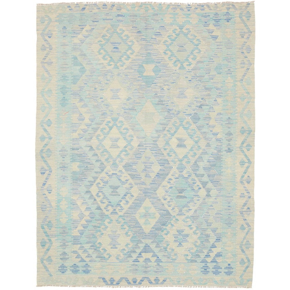 Tappeto Kilim Afghanistan bianco azzurro 153x197