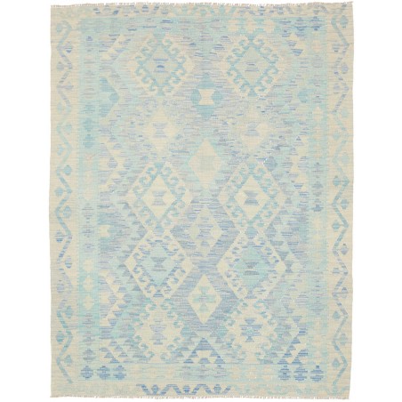 Tappeto Kilim Afghanistan bianco azzurro 153x197