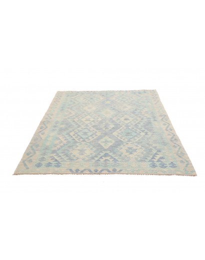 Tappeto Kilim Afghanistan bianco azzurro 153x197