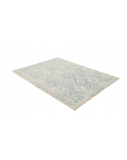 Tappeto Kilim Afghanistan bianco azzurro 153x197