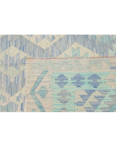 Tappeto Kilim Afghanistan bianco azzurro 153x197