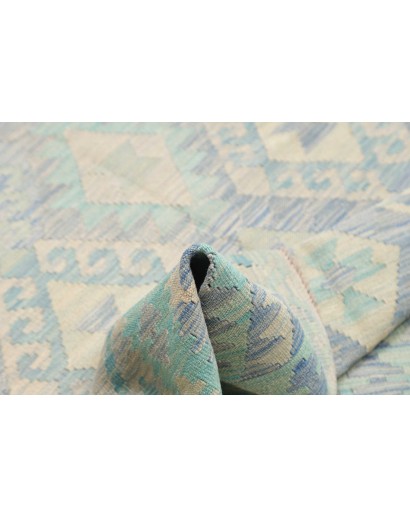 Tappeto Kilim Afghanistan bianco azzurro 153x197