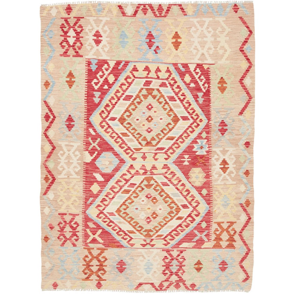 Tappeto Kilim Afghanistan giallo rosso 123x169
