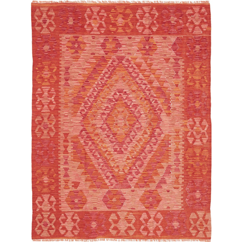 Tappeto Kilim Afghanistan rosso arancione 130x170