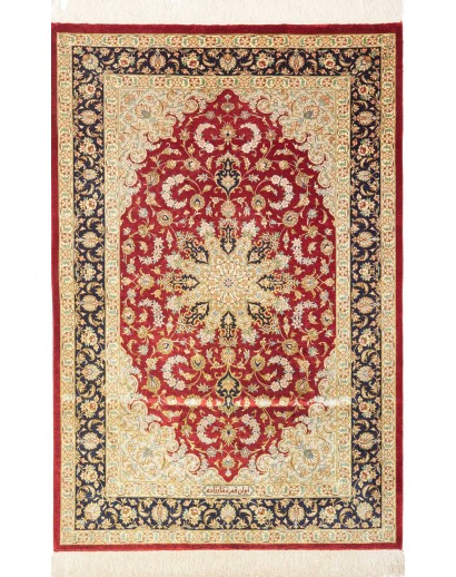 Tappeto Ghom seta Persia marrone 80x121