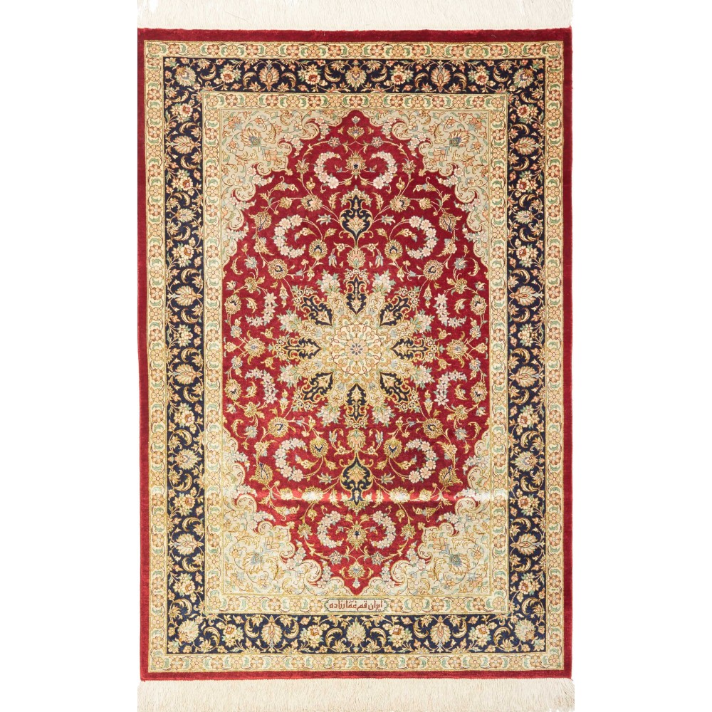 Tappeto Ghom seta Persia marrone 80x121 Tappeto Ghom seta Persia marrone 80x121