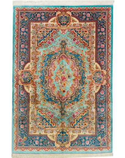 Tappeto Ghom seta Persia marrone 159x233