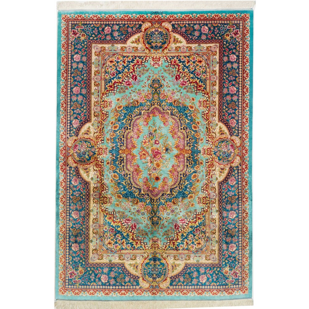 Tappeto Ghom seta Persia marrone 159x233 Tappeto Ghom seta Persia marrone 159x233
