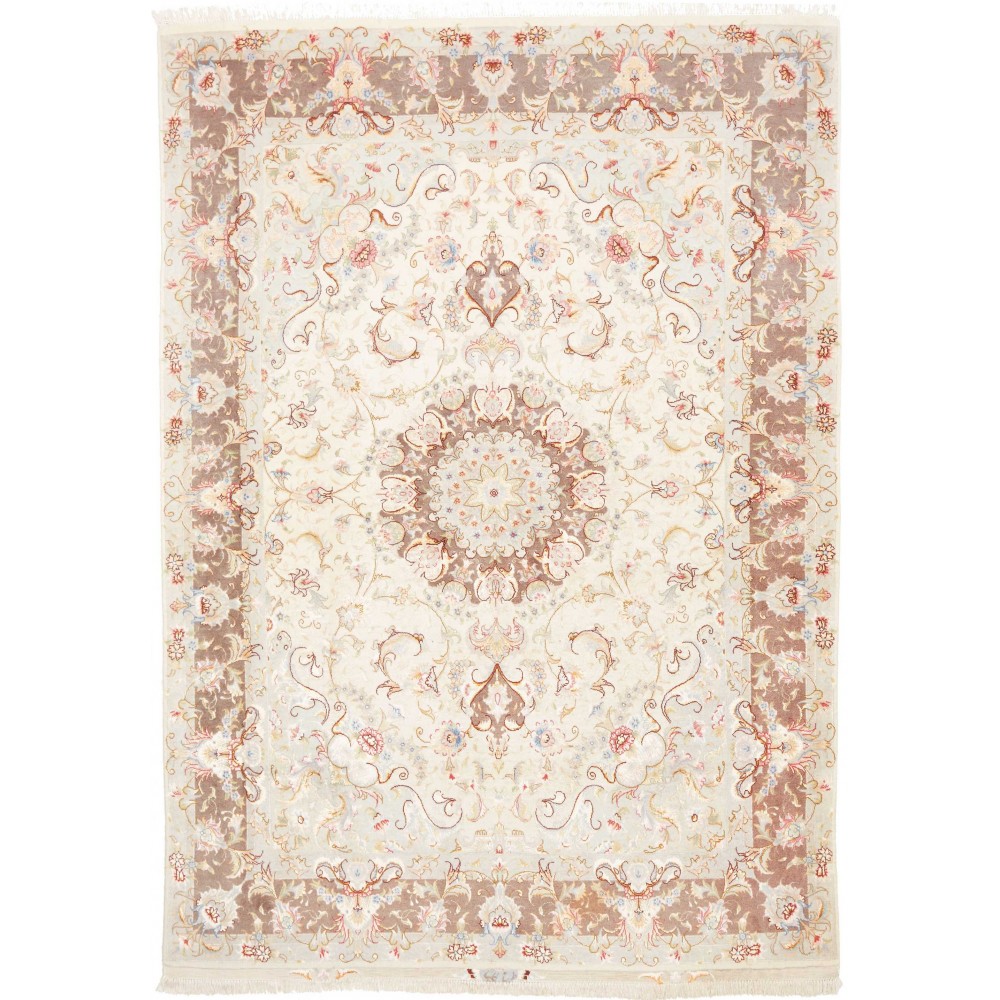 Tappeto Tabriz 50 Raj Persia bianco marrone 149x214