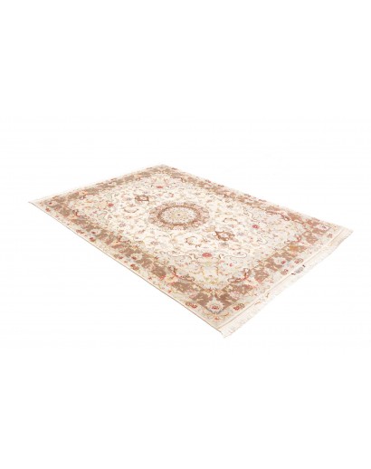 Tappeto Tabriz 50 Raj Persia bianco marrone 149x214