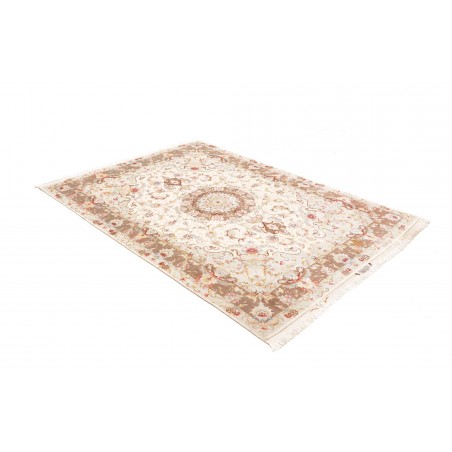 Tappeto Tabriz 50 Raj Persia bianco marrone 149x214