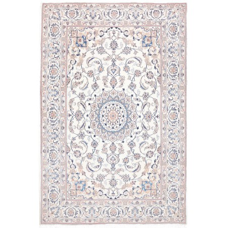 Tappeto Nain Kashmar Persia bianco azzurro 198x300