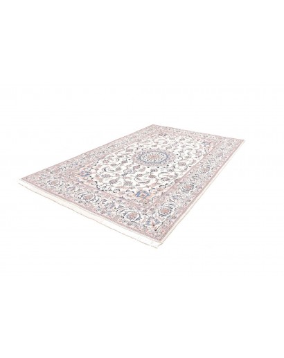 Tappeto Nain Kashmar Persia bianco azzurro 198x300