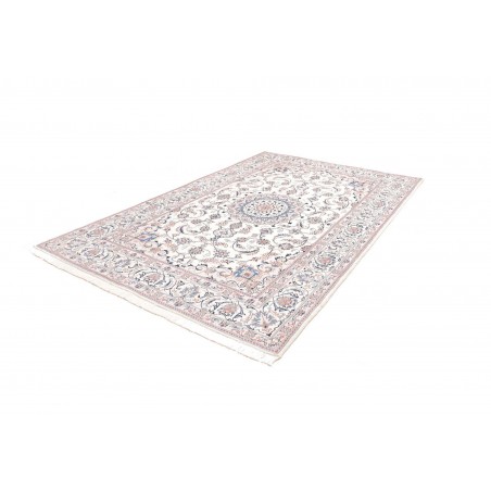 Tappeto Nain Kashmar Persia bianco azzurro 198x300