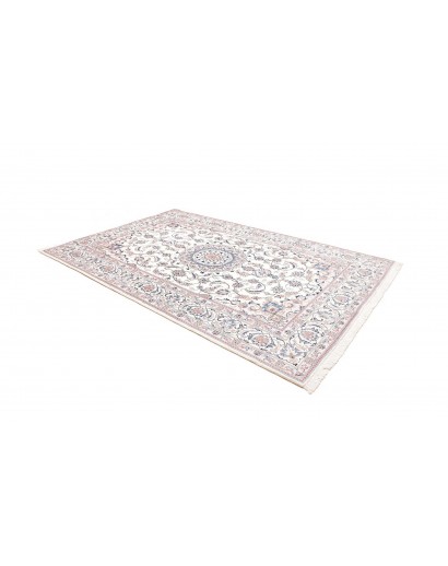 Tappeto Nain Kashmar Persia bianco azzurro 198x300