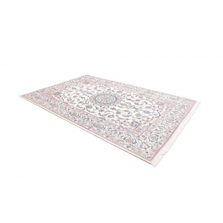 Tappeto Nain Kashmar Persia bianco azzurro 198x300