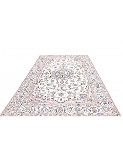 Tappeto Nain Kashmar Persia bianco azzurro 198x300