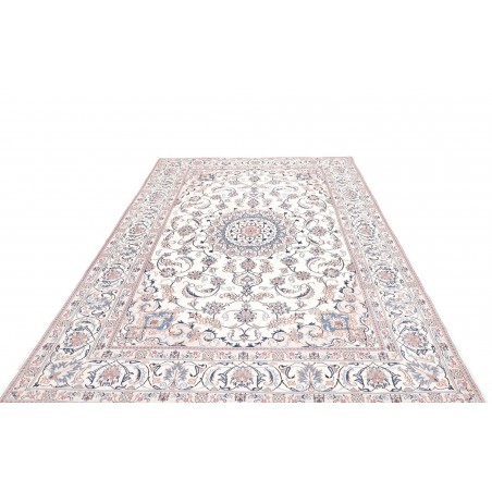 Tappeto Nain Kashmar Persia bianco azzurro 198x300