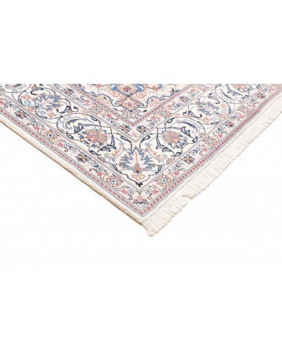 Tappeto Nain Kashmar Persia bianco azzurro 198x300