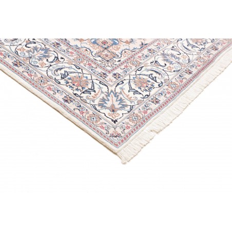 Tappeto Nain Kashmar Persia bianco azzurro 198x300