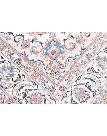 Tappeto Nain Kashmar Persia bianco azzurro 198x300