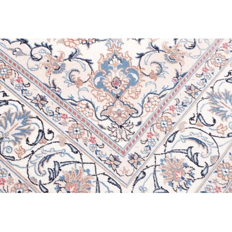 Tappeto Nain Kashmar Persia bianco azzurro 198x300