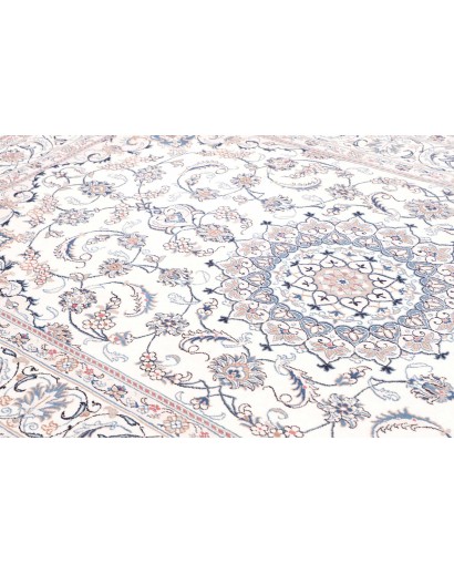 Tappeto Nain Kashmar Persia bianco azzurro 198x300