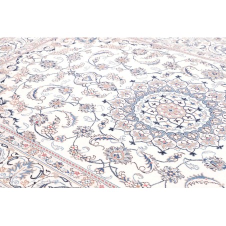 Tappeto Nain Kashmar Persia bianco azzurro 198x300