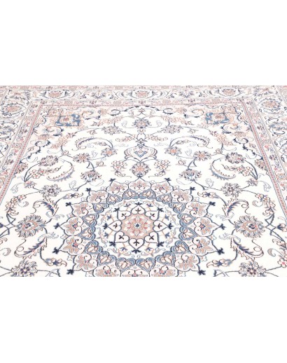 Tappeto Nain Kashmar Persia bianco azzurro 198x300