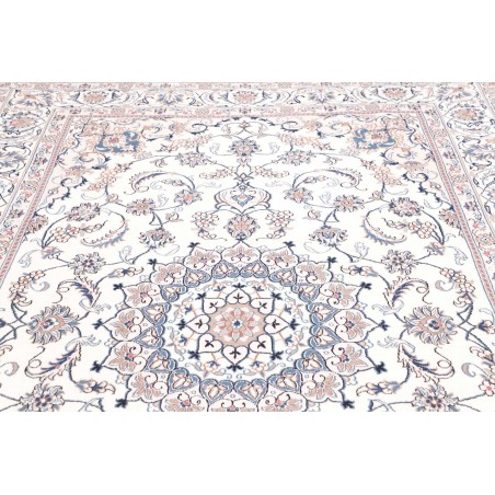 Tappeto Nain Kashmar Persia bianco azzurro 198x300