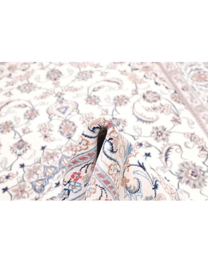 Tappeto Nain Kashmar Persia bianco azzurro 198x300