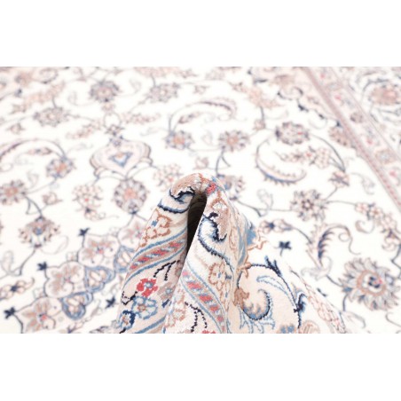 Tappeto Nain Kashmar Persia bianco azzurro 198x300